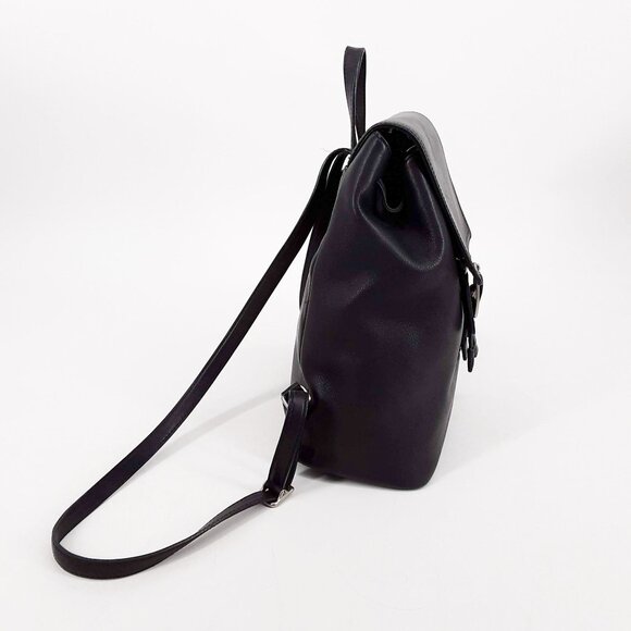 Coach Black Leather Vintage Backpack With Drawstring & Buckle Closure Adjustable - Picture 3 of 11
